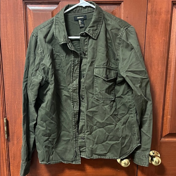 H&M Tops - Forever 21 Olive Green Shirt Jacket